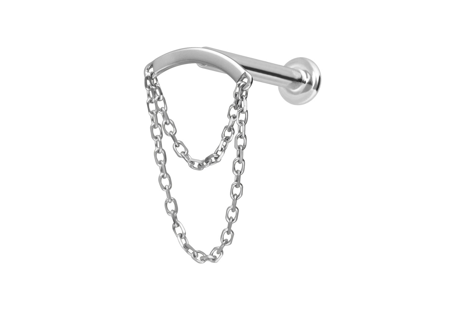 14 Karat Gold Labret Piercing mit Push Fit BOGEN + 2 KETTEN